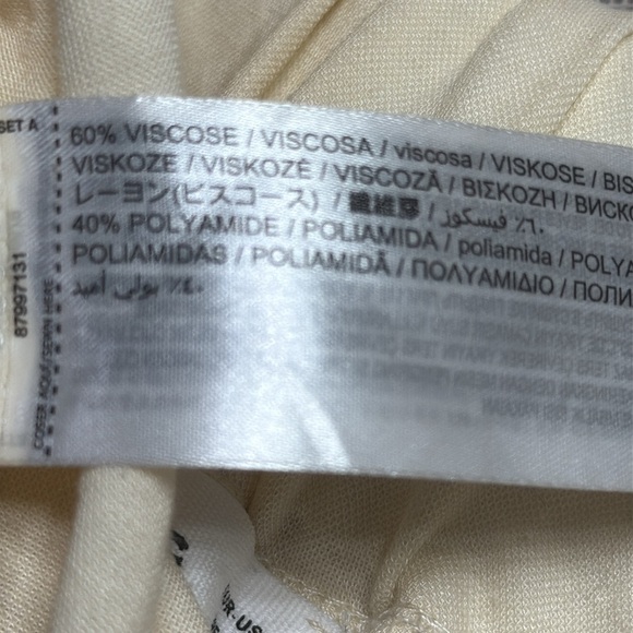 MNG Cream Wide Leg Crop Pants SZ S Viscose flat front pull on summer casual GUC - Picture 4 of 6